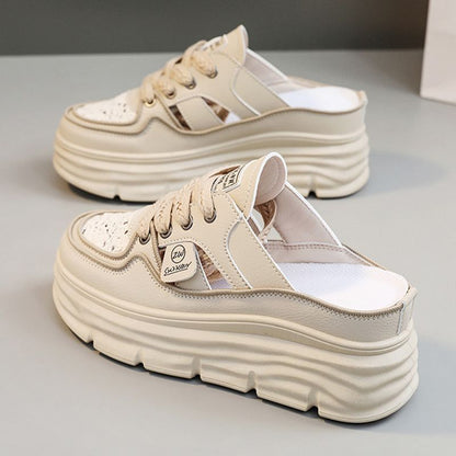 Zapatos ligeros con suela gruesa hueca y transpirable para mujer