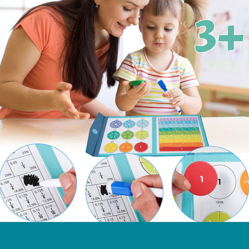 Libro magnético Montessori Rompecabezas de fracciones para niños
