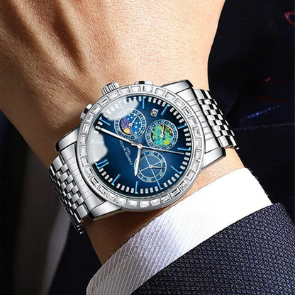 Reloj de cuarzo de acero de lujo para hombre