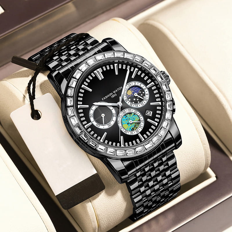 Reloj de cuarzo de acero de lujo para hombre