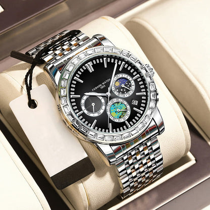 Reloj de cuarzo de acero de lujo para hombre