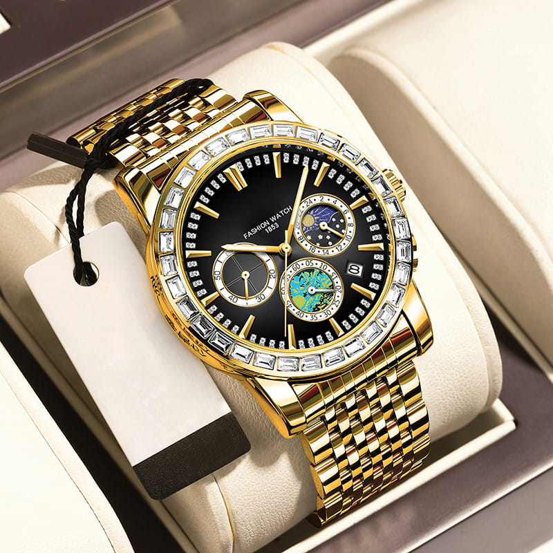 Reloj de cuarzo de acero de lujo para hombre