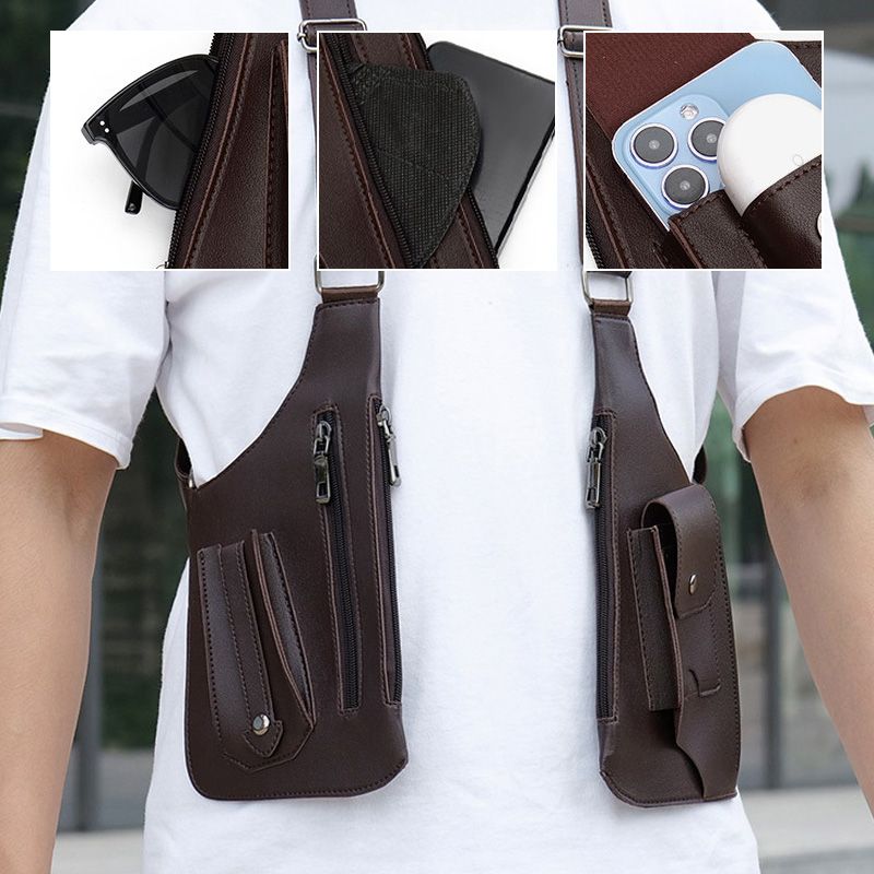 Bolso táctico antirrobo para exteriores con doble correa para el hombro y múltiples bolsillos