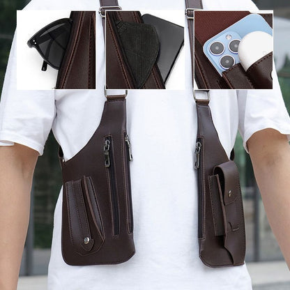 Bolso táctico antirrobo para exteriores con doble correa para el hombro y múltiples bolsillos