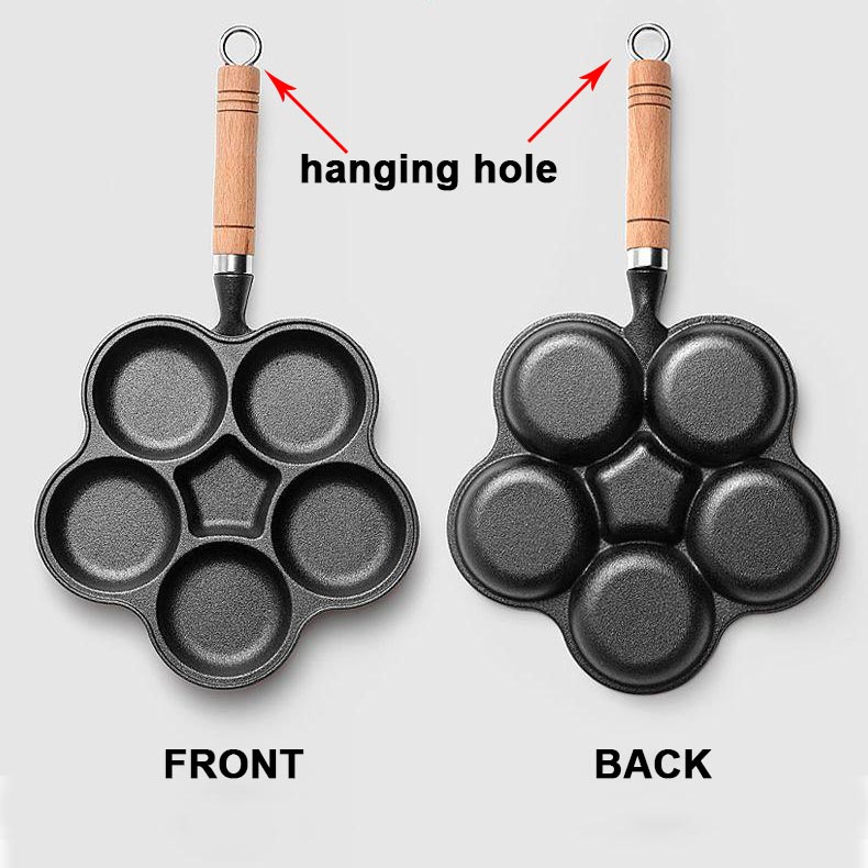 Sartén para Freír Huevos de Hierro Fundido Antiadherente de 4/5 Tazas