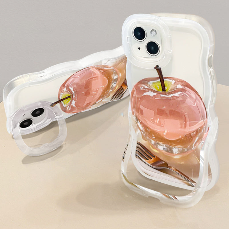 Funda Transparente con Patrón de Manzana para iPhone Serie 16/15/14/13/12/11