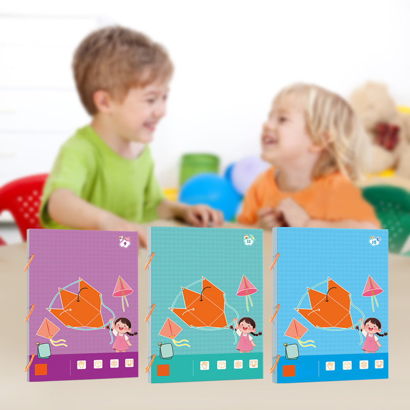 👶✨Libro de aprendizaje de geometría 3D con cuerda para tirar