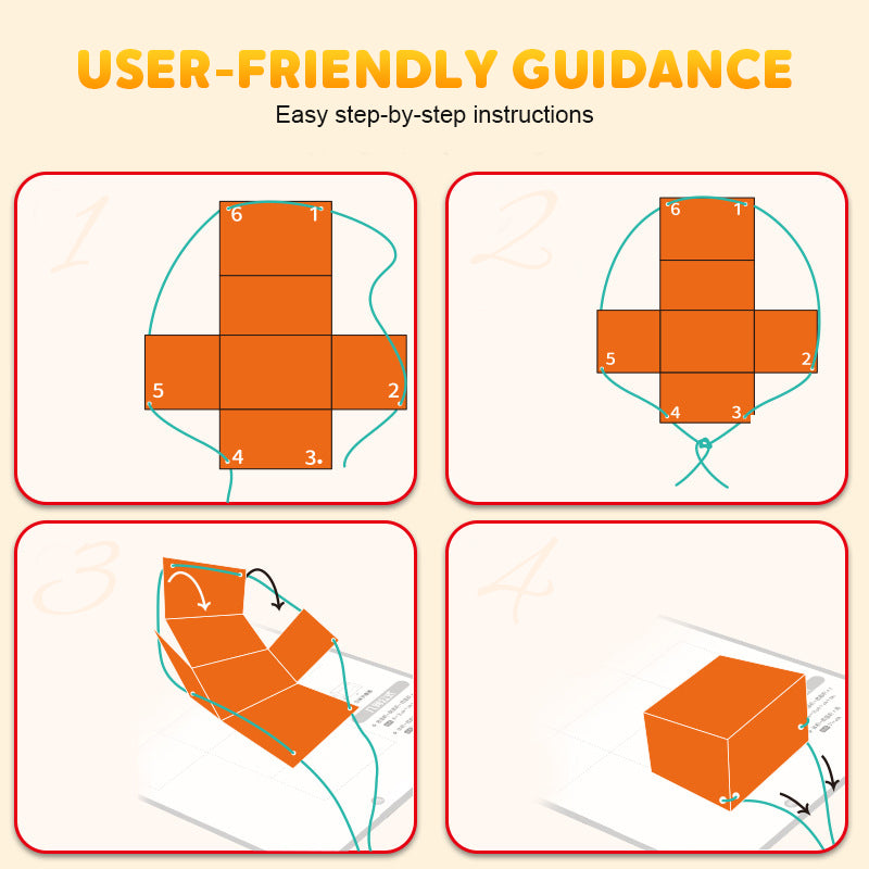 👶✨Libro de aprendizaje de geometría 3D con cuerda para tirar