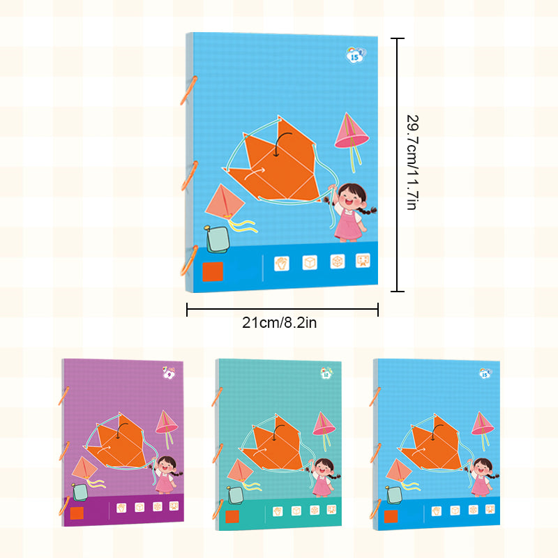 👶✨Libro de aprendizaje de geometría 3D con cuerda para tirar