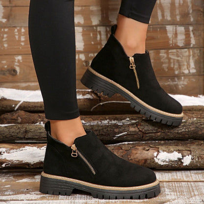 ✨ MÁS VENDIDO🔥Botines de punta redonda con cremallera lateral para mujer