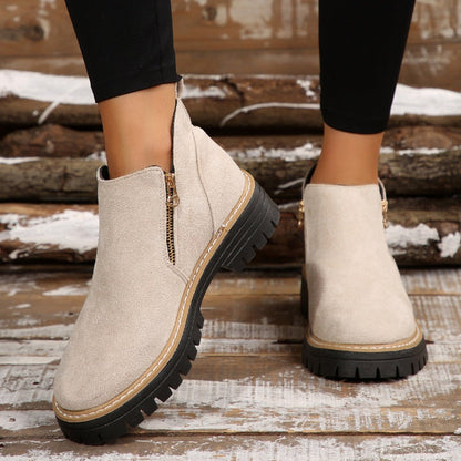 ✨ MÁS VENDIDO🔥Botines de punta redonda con cremallera lateral para mujer