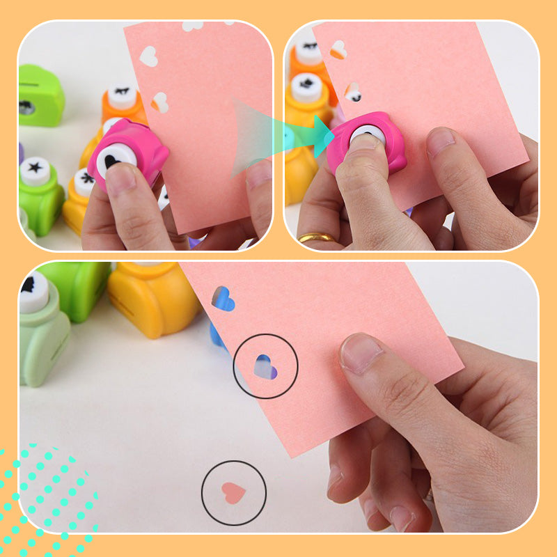 ✂️🎨 Punzón DIY para Manualidades Infantiles - Crea Formas Adorables (Estrellas/Corazones/Flores) para Tarjetas y Álbumes 📏🎁