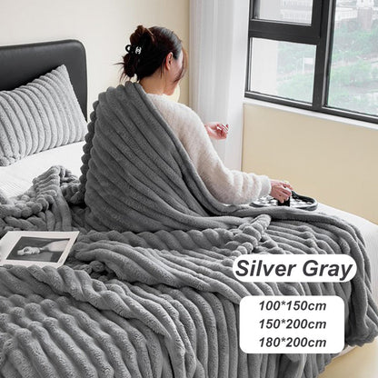 🛏️Manta gruesa de felpa con motivo de conejito y funda de terciopelo lechoso🫧Acurrúcate con la máxima comodidad.