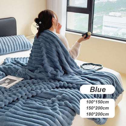 🛏️Manta gruesa de felpa con motivo de conejito y funda de terciopelo lechoso🫧Acurrúcate con la máxima comodidad.