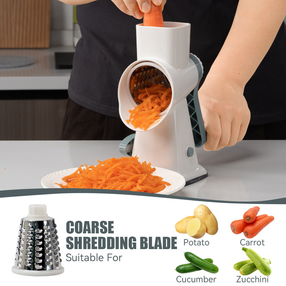 🔥 Rallador de queso rotatorio 3 en 1 y rebanador de verduras
