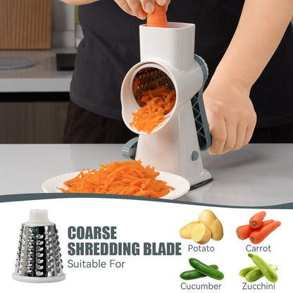 🔥 Rallador de queso rotatorio 3 en 1 y rebanador de verduras