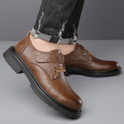 Zapatos Transpirables de Cuero PU para Hombre, Estilo Retro con Suela Blanda