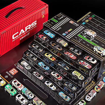 🎅 Promoción de Navidad🎁48 coches miniatura con retroceso y garaje incorporado