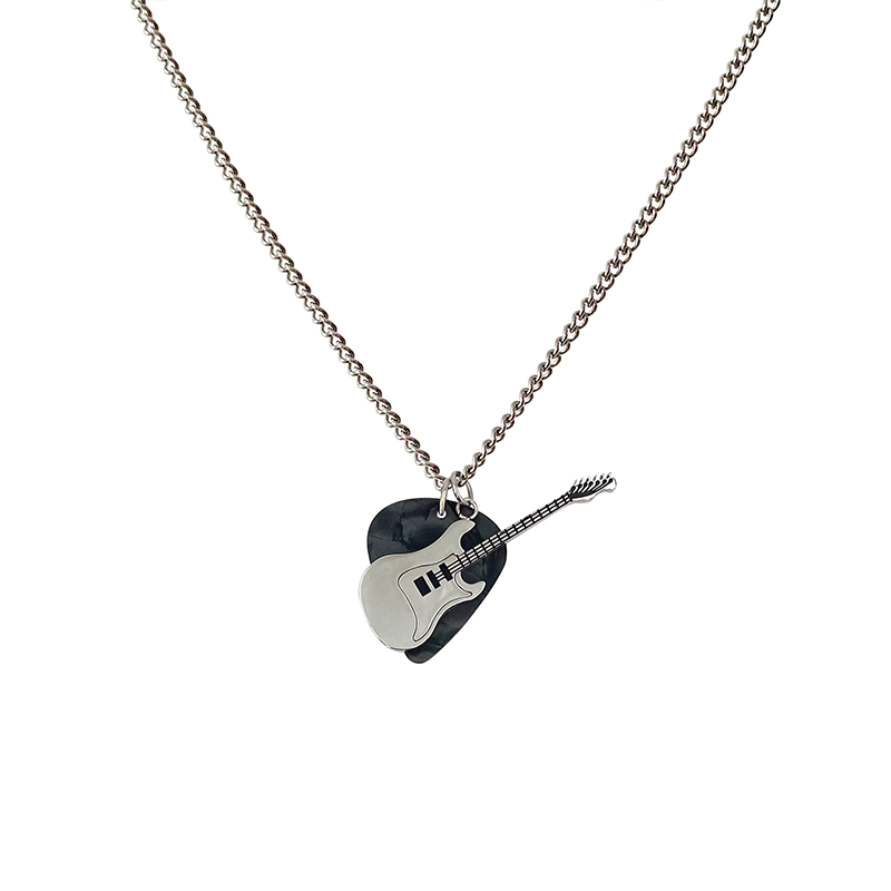 Collar con Púa de Guitarra de Acero de Titanio