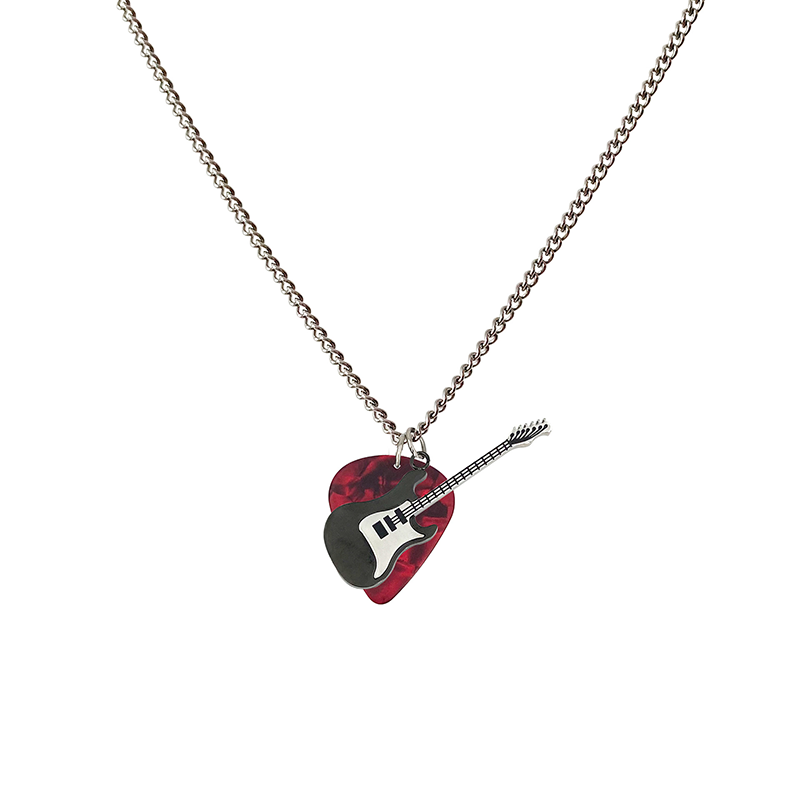 Collar con Púa de Guitarra de Acero de Titanio