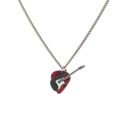 Collar con Púa de Guitarra de Acero de Titanio