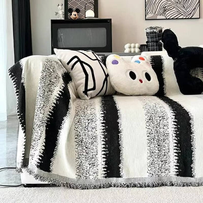 Funda de Sofá Transpirable de Chenille a Rayas de Moda para Protección