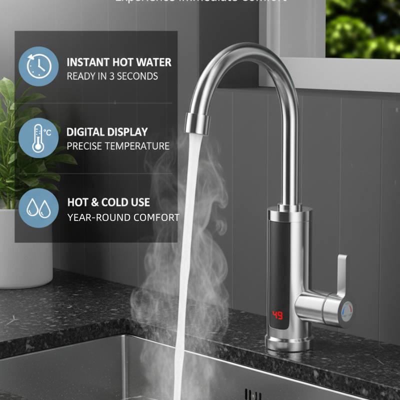 Grifo calentador de agua instantáneo sin tanque