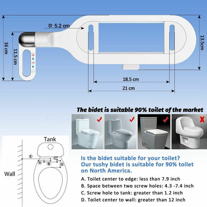 Inodoro con bidé sin electricidad y doble boquilla, lavador de inodoro con bidé, bidé higiénico con autolavado.