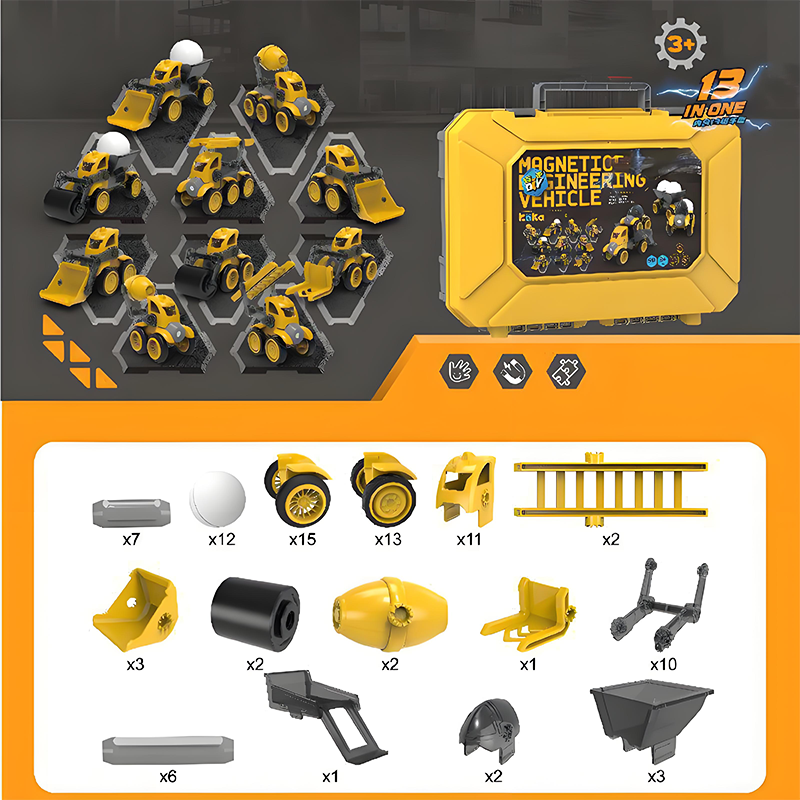 🎄 Set de Construcción Magnético de Vehículos – El Regalo Navideño Ideal para Pequeños Constructores 🚜