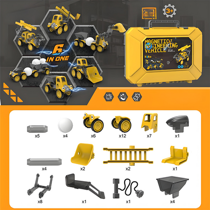 🎄 Set de Construcción Magnético de Vehículos – El Regalo Navideño Ideal para Pequeños Constructores 🚜