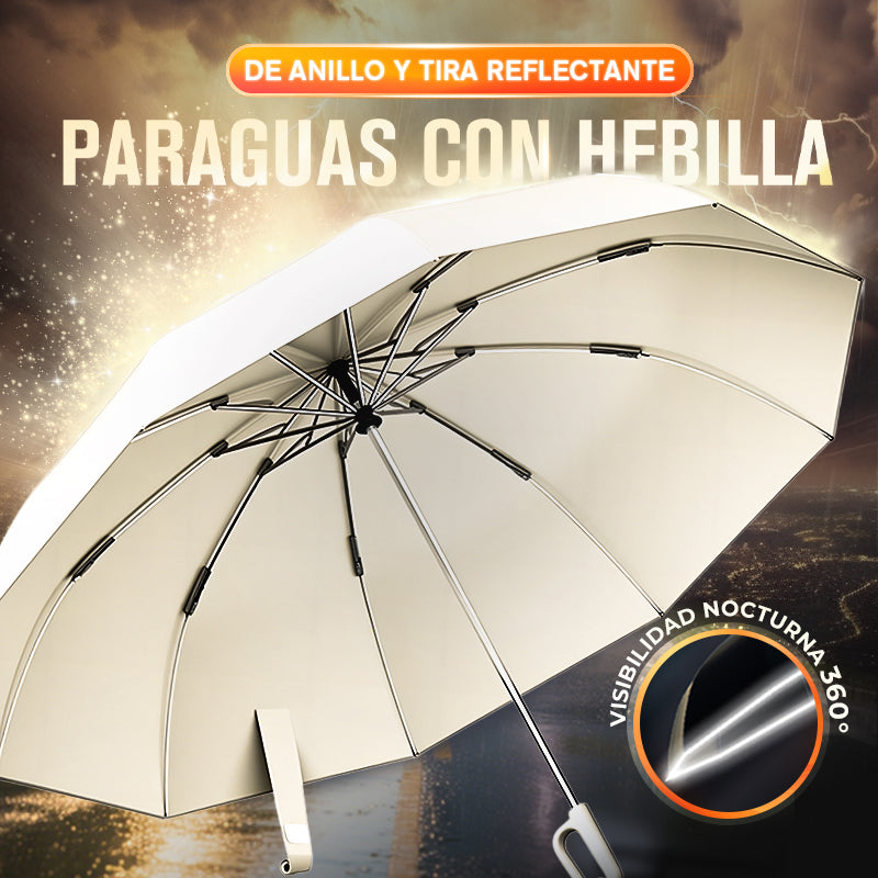Paraguas con hebilla de anillo y tira reflectante🔥COMPRA 2 Y ENVÍO GRATIS