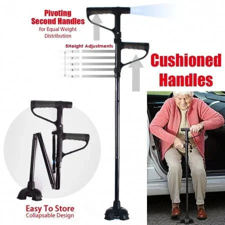 🔥💥Aleación de aluminio con luz LED, bastón plegable antideslizante💥👵