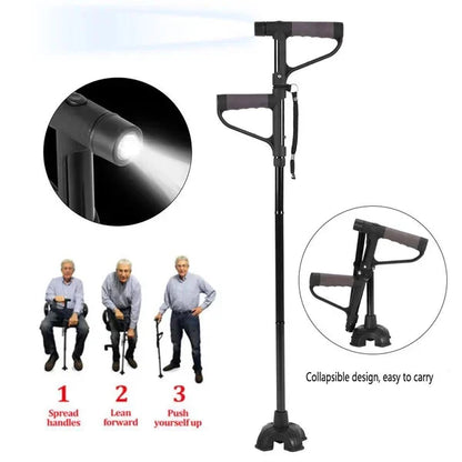 🔥💥Aleación de aluminio con luz LED, bastón plegable antideslizante💥👵