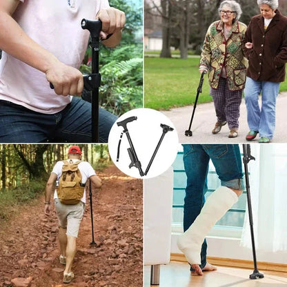 🔥💥Aleación de aluminio con luz LED, bastón plegable antideslizante💥👵