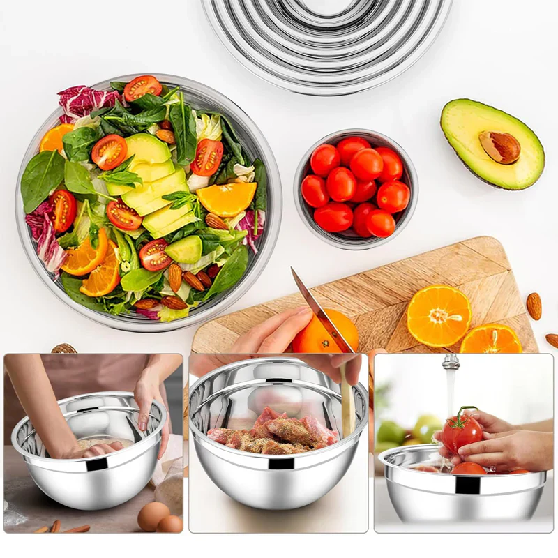 🔥 6 cuencos de acero inoxidable con 3 accesorios ralladores