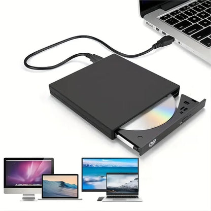 💿💻 Lector de CD/DVD Externo – Plug & Play, Portátil y Compatible con Mac/Windows