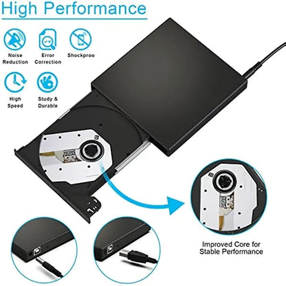 💿💻 Lector de CD/DVD Externo – Plug & Play, Portátil y Compatible con Mac/Windows