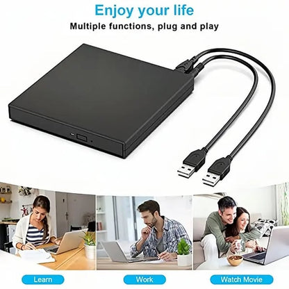 💿💻 Lector de CD/DVD Externo – Plug & Play, Portátil y Compatible con Mac/Windows