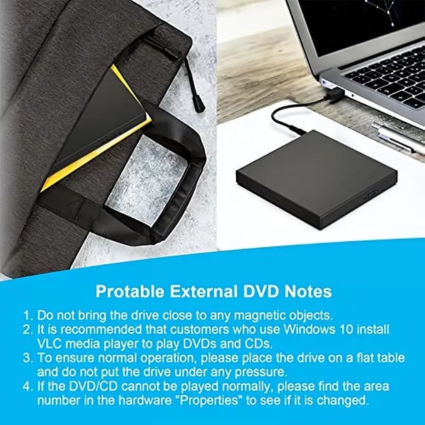 💿💻 Lector de CD/DVD Externo – Plug & Play, Portátil y Compatible con Mac/Windows