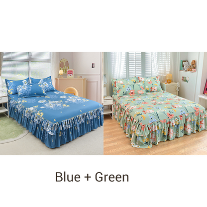 📢 Juego de 3 Piezas de Falda de Cama con Volantes 🛏️