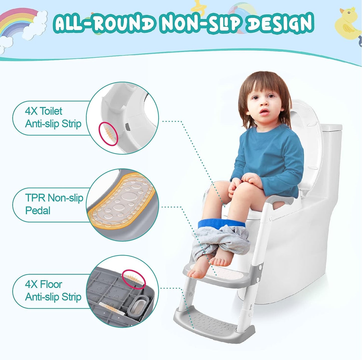Asiento de inodoro de entrenamiento para ir al baño con escalera